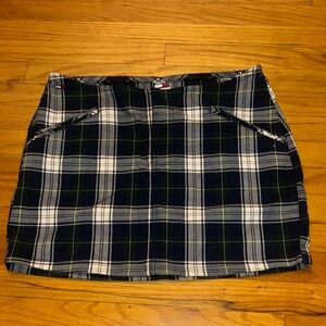 Tommy Hilfiger Dark Forest Green and White Plaid Pencil Skirt with Yellow detail